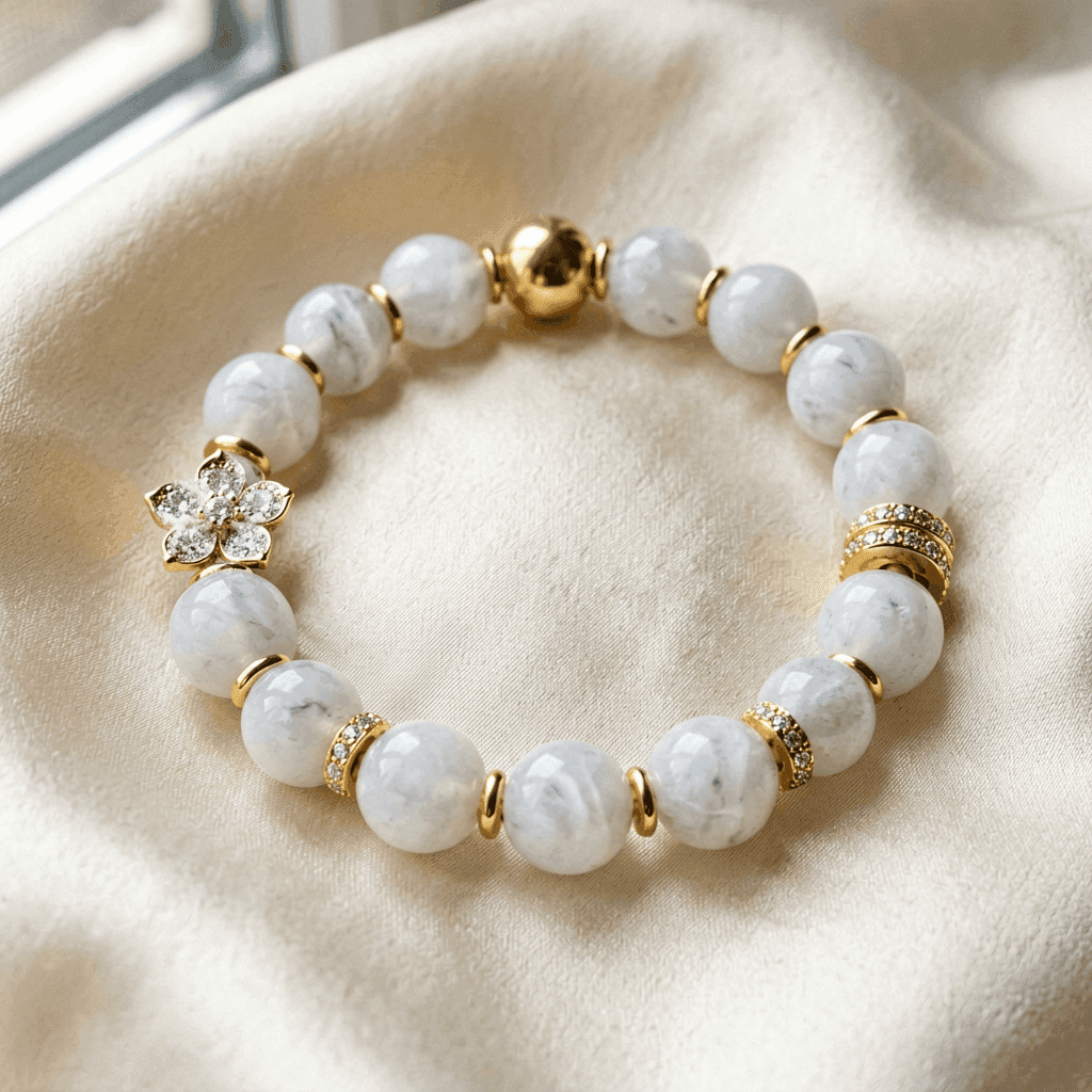 Magnolia · 玉兰 — White Moonstone Bracelet