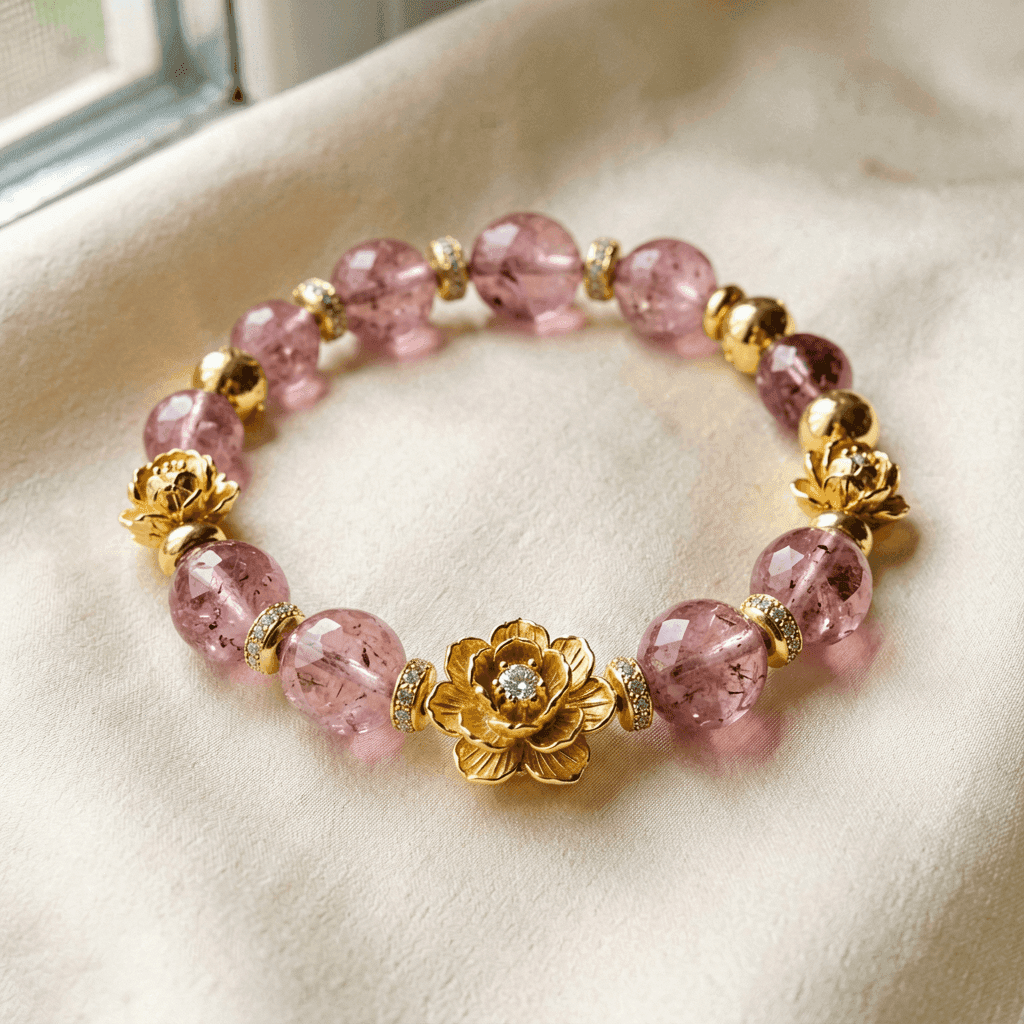 Peony · 牡丹 — Pink Sapphire Bracelet