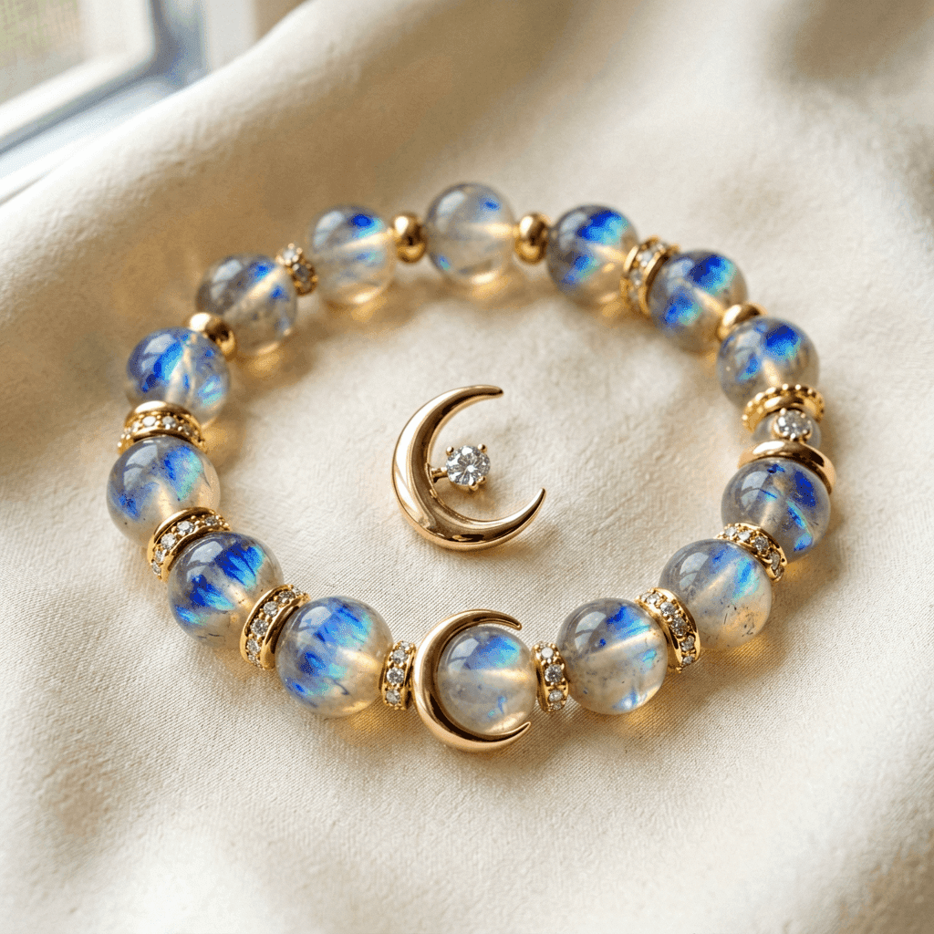 Waxing Crescent · 蛾眉月 — Moonstone Pendant