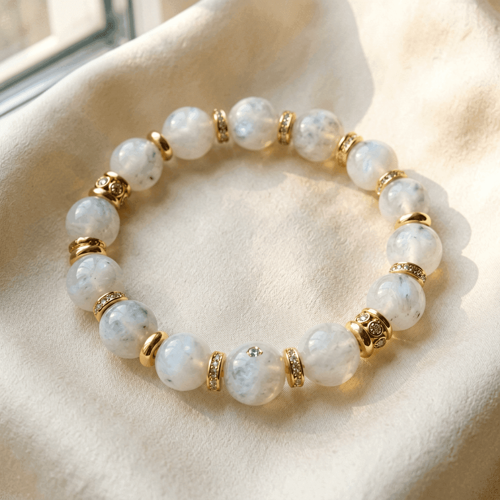 Waxing Gibbous · 盈凸月 — Moonstone Necklace