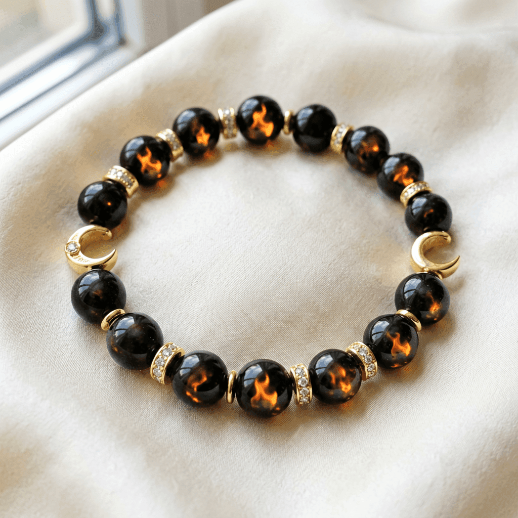 Last Quarter · 下弦月 — Black Opal Pendant