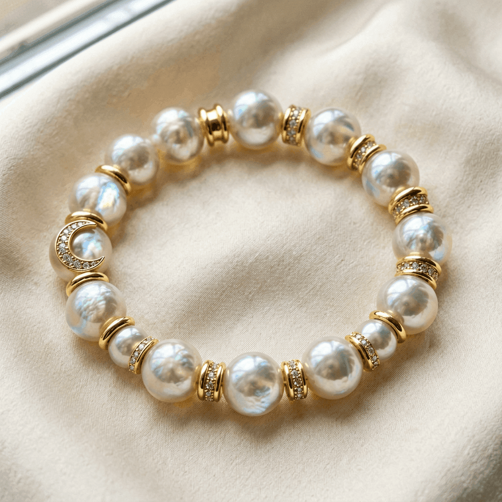 First Quarter · 上弦月 — Mother of Pearl Earrings