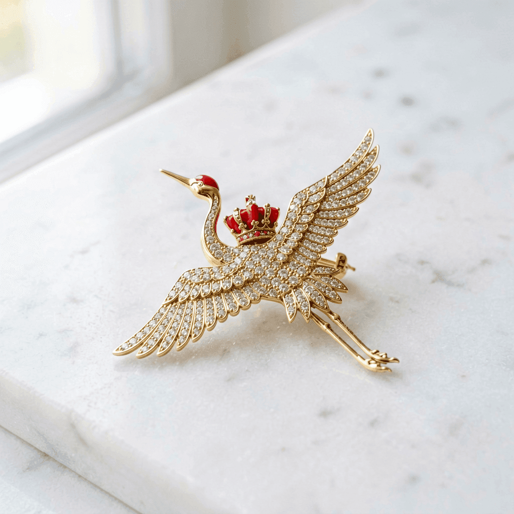 Winter Crane Brooch