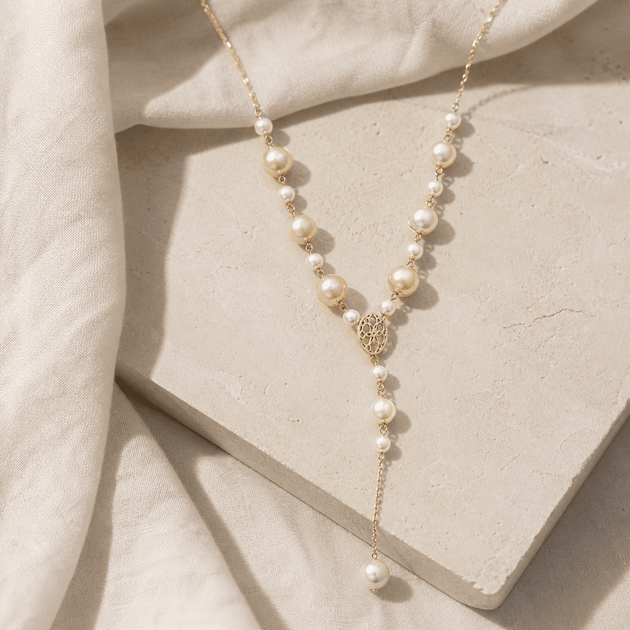 The Falling Pearl - Lariat - MythRealms pearl jewelry